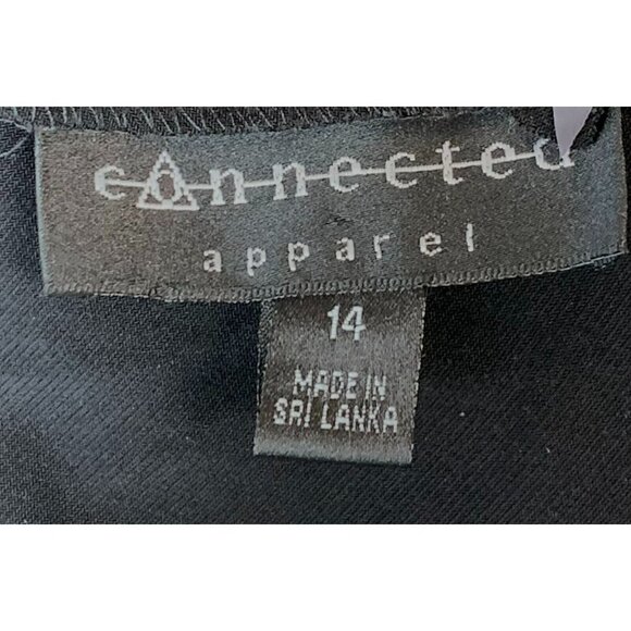 Connected Apparel Women Dress Size 14 Black Boho Print Beaded V Neck Sleeveless - Picture 6 of 7